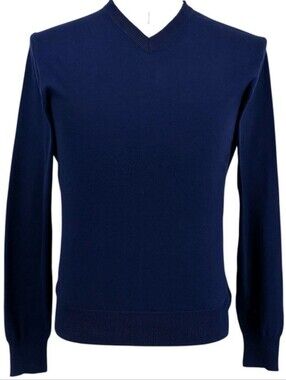 Quiet Luxury Camicissima Italian Cotton V Neck Sweater Mens M Navy NWT